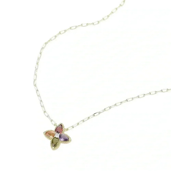Jewelry - 14K GP CZ Paper Clip Chain Pendant
